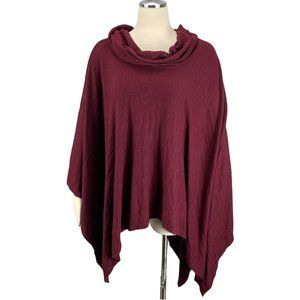 Rae Mode Women Burgundy Red Poncho 1X Pull Over Warm Cowl Neck